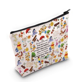 LEVLO Friendship Cosmetic Make up Bag Friend Gift Friendship You Are Braver Stronger Smarter Than You Think Makeup Zipper Pouch Bag For Women, Winnie M Bag, Cosmetic Bag