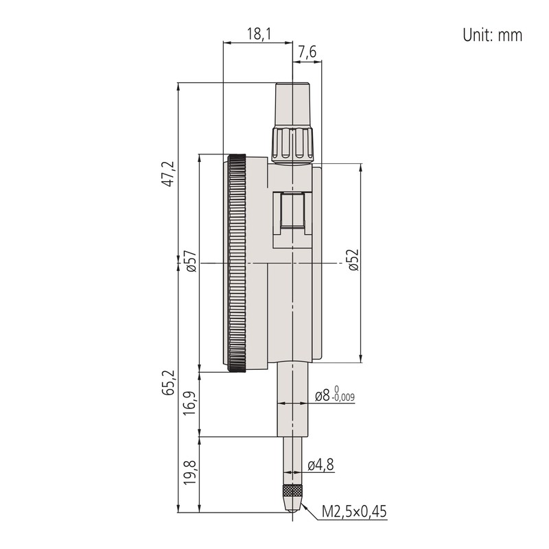 Mitutoyo Dial Indicator, Flat End Cover, ISO Design, Shockproof, 10