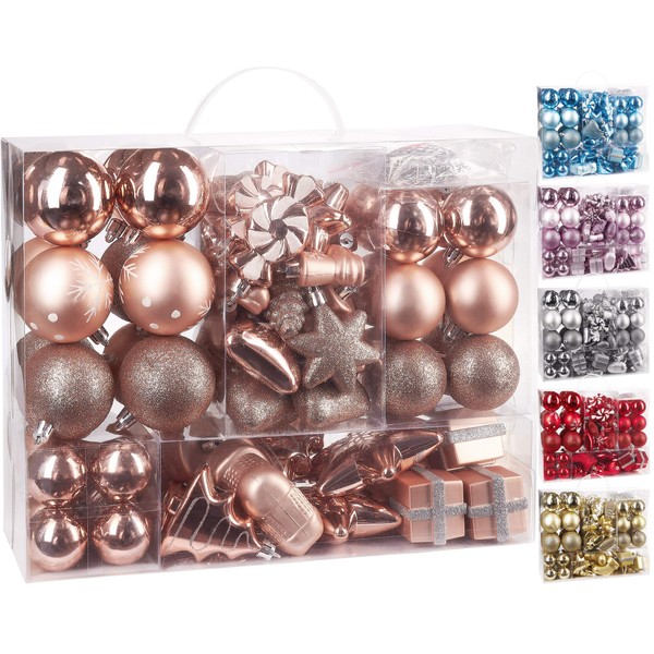 Brubaker 77-piece set Christmas tree decorations with baubles, stars, boots, pine cones, packages - plastic