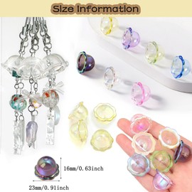 50Pcs 16 * 23mm Large Trumpet Flower Beads for Jewelry Making Acrylic Aesthetic Bell Floral Bead Caps for Cute Jellyfish Cell Phone Charms Earrings Bag Decorative Chains DIY Crafts(Mixed Colors)