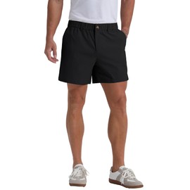 Askdeer Men's 5.5" Shorts Classic-fit Casual Elastic Waistband Shorts Summer Walking, Office, Daily Wear with Multi-Pockets Black