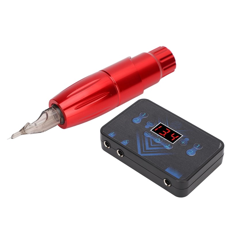 Tattoo Machine Kit Red Motor Pen LED 2 Channel Output