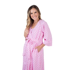 Baby Be Mine Mommy & Me Delivery Robe with matching Baby Receiving Gown & Hat Set (2XL/3XL PRE PREG 20-24, Molly)
