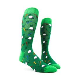 Foot Traffic Men's Socks, Fun Sports-Themed Socks, Sizes 7–12 (Golf)