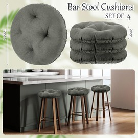 Marsui 4 Pieces Soft Stool Covers Round Bar Stool Cushions with Elastic Band Padded Bar Cushions Round Seat Covers Nonslip Round Seat Cushions for Chairs seat Slipcovers(12 Inch,Dark Gray)