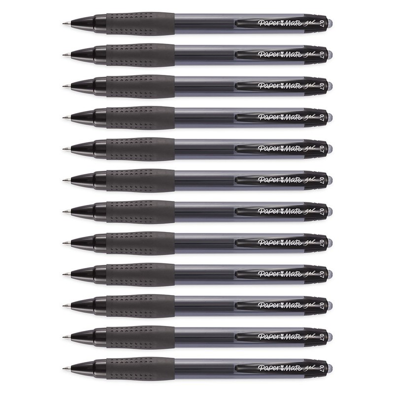 Paper Mate Gel Pens, Medium (0.7mm), Black, 12 Count