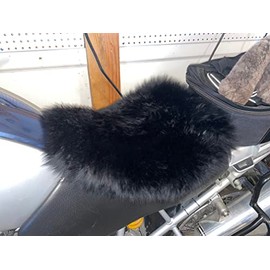 Alaska Leather Medium Long Sheepskin Buttpad - Motorcycle Seat Pad… (Long Hair Black)