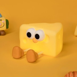 Myratts Led Cute Cheese Night Light, Dimmable Nursery Kawaii Lamps, Super Squishy Silicone USB Rechargeable Touch Control Night Lamp for Kids Adults, Used for Camping Party Room Decor (Cheese)