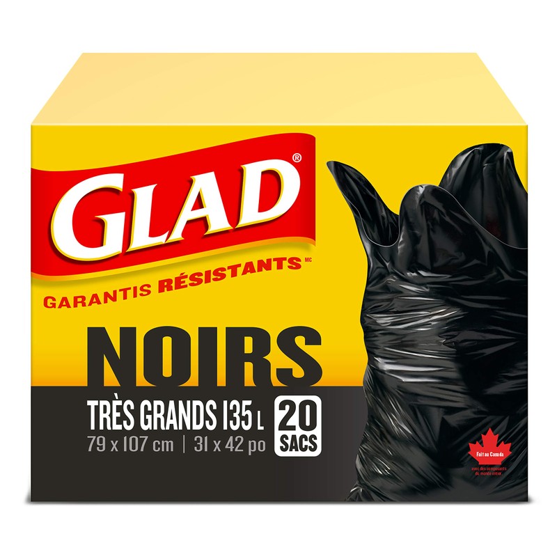 Glad Black Garbage Bags - Extra-Large 135 Litres - 20