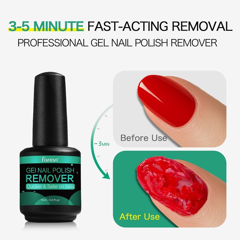 FANISN Gel Nail Polish Remover with Tools, 15ml (0.5 fl