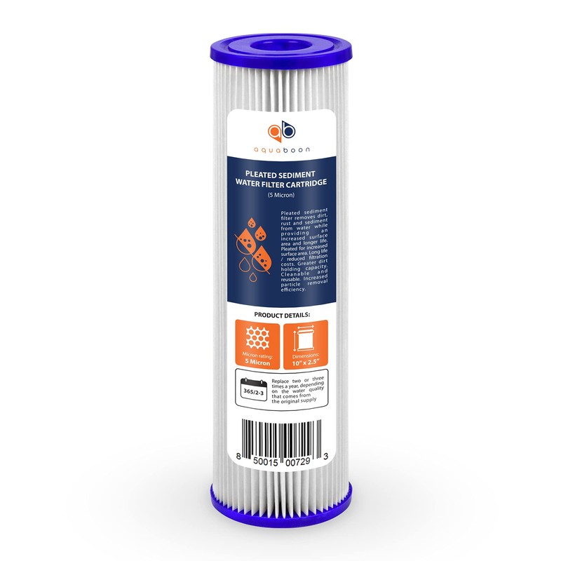 Aquaboon 5 Micron 10x2.5 Whole House Pleated Sediment Filter Cartridge
