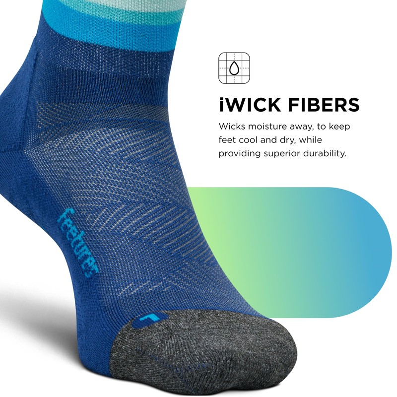 Features Elite Light Cushion Quarter Surfboard Socks Blue