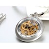 JewelryWe New Silver Roman Numbers Open Face Mechanical Pocket Watch
