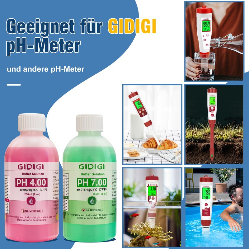 pH Meter Calibration Solution Kit, Contains pH 7.00, 10.01 and