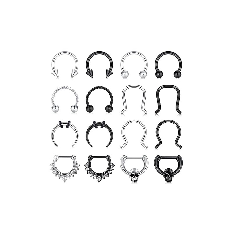 Zolure 16G Septum Piercing 8 mm Horseshoe Piercing Nose Piercing