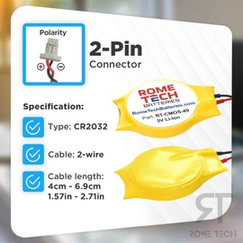 Rome Tech CR2032 CMOS BIOS Battery for Acer - Laptop Backup 3V RTC CR 2032 Acer CMOS Battery with 2 Wire Cable