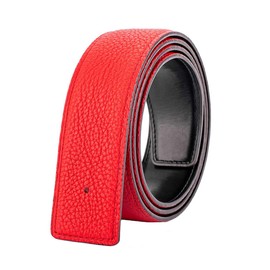 Vatee's Women's/Men's Real Leather Replacement Belt Strap No Buckle 1 1/2"(38mm) Wide 37" Long Red