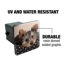 GRAPHICS & MORE Yorkie Yorshire Terrier Puppy Dog on a Spotted Cushion Tow Trailer Hitch Cover Plug Insert