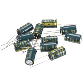 sourcing map Aluminum Radial Electrolytic Capacitor Low ESR Green with 100uF 100V 105 Celsius Life 3000H 10 x 17 mm High Ripple Current,Low Impedance 10pcs