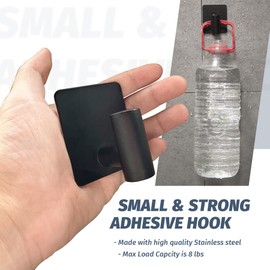 Rise age Adhesive Hooks for Shower, Towel Hooks for Bathroom No Drill Shower Hooks for Inside Shower Removable Bathroom Hooks for Towels, Robes, Loofah, Sponge Matte Black 2 Pcs