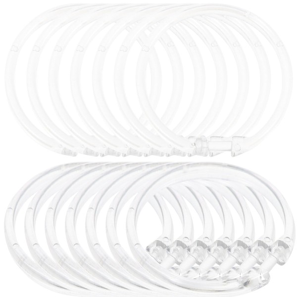 Abaodam 24 PCS Clear Plastic Shower Curtain Rings, Easy Snap