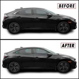 SlickMod Chrome Delete Blackout Vinyl Overlay for 2016-2021 Honda Civic Hatchback Window Trim (Matte Black)