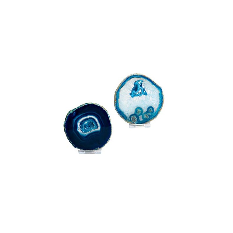 Genuine Blue Agate Coaster Pair - Gift Boxed