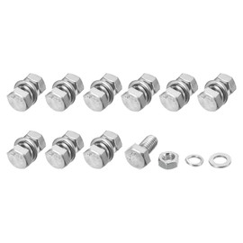METALLIXITY Hex Head Screws Bolts, Nuts, Flat & Lock Washers Kits (M6-1x12mm) 10 Set, Stainless Steel Fully Threaded Machine Screws Bolt Set - for Home Appliance Equipment