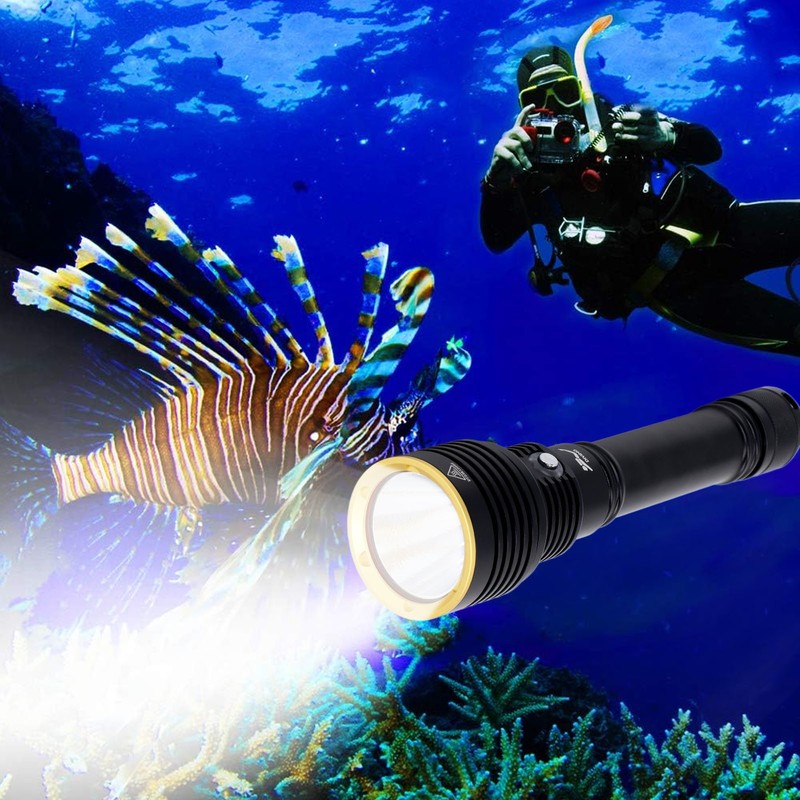 5000LM Diving Light IPX8 Waterproof Diving Flashlight 100 Meters Underwater