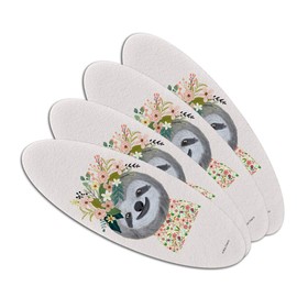 Happy Sloth Flowers in Hair Double-Sided Oval Nail File Emery Board Set 4 Pack