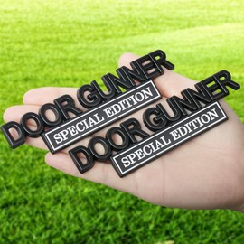 YQCQWL 2Pack Special Edition Car Emblem for Door-Gunners with 4 Adhesives, 3D Badge Decal for Trucks, Metal Stickers Replacement Fit Universal Vehicle, Army Veteran Gifts for Men (Black & White)