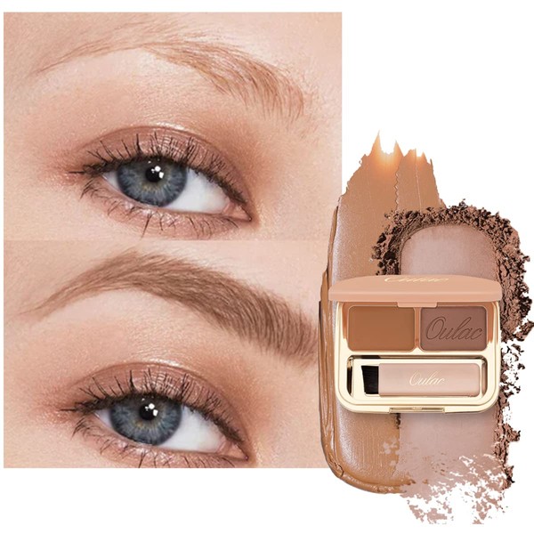 Oulac Eyebrow Palette 2 in 1 Waterproof Eyebrow Gel Long-Lasting Eyebrow Powder, Filling Fibres for Dense Acting Colour Long-Lasting Result with Brush Mirror Ginger