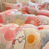 CinYana Pink Floral Duvet Cover Set Queen Fluffy Bedding Set