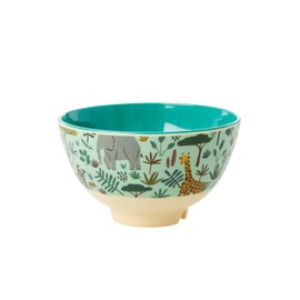 Jungle Animals Print Small Melamine Bowl Green