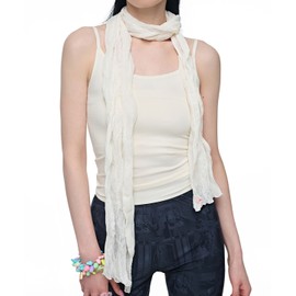 Aireve Chiffon Lace Long Scarf (Cream)