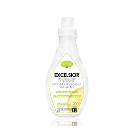 Excelsior HE Washing Machine Cleaner and Deodorizer, Removes Odors & Residues for 20 Cleanings of High Efficiency Washers, Lemon Scent, 1 Liter Bottle