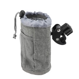 WODHMIEY Bottle Holder Pram, Aluminium Foil for Insulation, 9 x 17 cm, Alligator Clip, with Mesh Pockets and Cable Opening, Suitable for Motorcycles, Bicycles, Prams and Walking Aids (Grey, 2 Pieces)