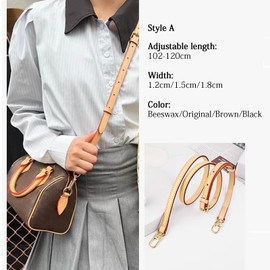 Bag Strap Leather Replacement Strap Adjuster Handbag Strap Length 102-120cm (Beeswax, Width 1.5cm)