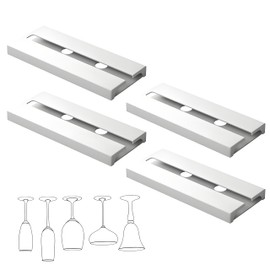 Criativo live Under Cabinet Stemware Rack - 4-Pack Plastic Wine Glass Holder Organizer | Drying & Storage Hanger for Kitchen, Bar, Restaurant | Space-Saving Design (White)