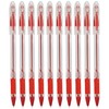 Gripper Ballpoint Pens, RED, Fine Point (0.5mm), Pack of 10,