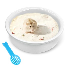 kathson Hamster Sand Bath Box Ceramic Small Animals Shower Bathtub Gerbil Litter Box Mice Bathroom Syrian Hamster Digging Sand Container Cage Accessories for LemmingsGerbil Mice (White)