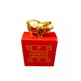 K$G Pig Horoscope figurine 24K Gold Plated,Made with Genuine Crystals, year 2019