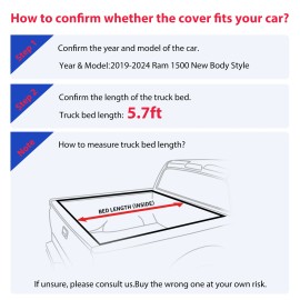 BOKFold Soft Roll-Up Bed Tonneau Cover for 2019-2025 Ram 1500 5.7FT Truck Bed w/o RamBox