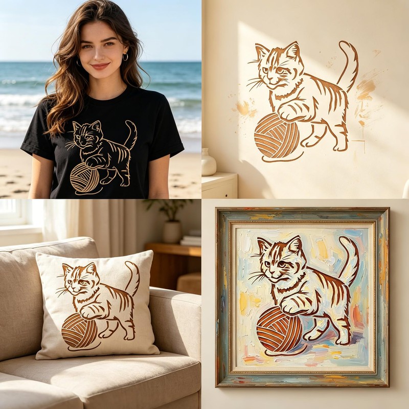 16 Pcs Cat Stencils for Painting Reusable Plastic 6×6 Inch