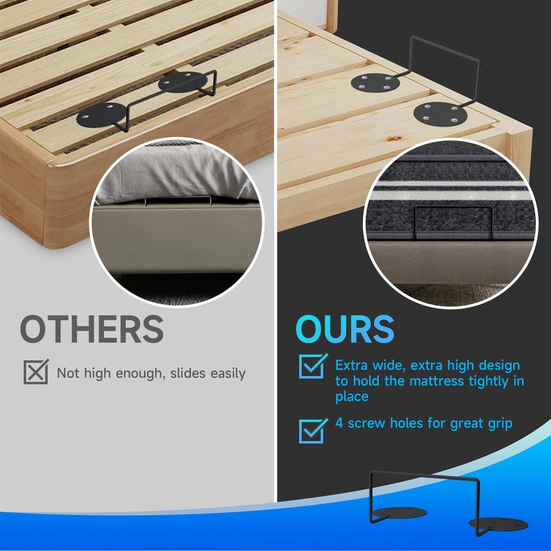 Mattress Retainer Bar for Adjustable Bed, Mattress Stoppers to Prevent