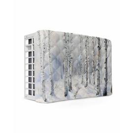 Winter Forest Indoor Air Conditioner Cover for Window Units, Shabby Chic Tree Snow Scenery Contemporary Double Insulation Adjustable Waterproof Indoor AC Cover with Elastic Straps 25" x 18" x 3.5"