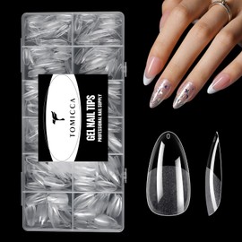 TOMICCA TOMICCA Clear Nail Tips Acrylic Nails 240Pcs Medium Almond Acrylic Nail Kit Gel Nail Tips Pre-shape Clear Nails for Nail Extension Fake Nails 12 Sizes