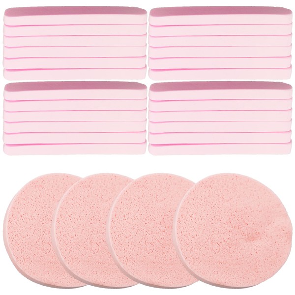 Pack of 60 Pink Compressed Face Sponges, Soft Cleaning Sponge,