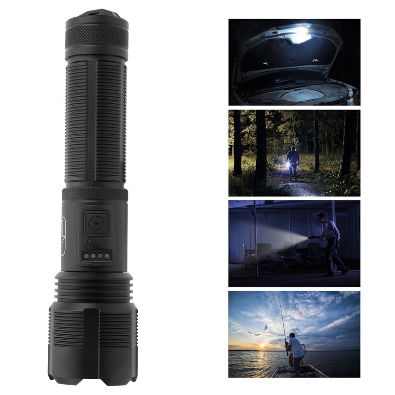 XHP50 Flashlight Zoom Power Display USB Charging Strong Brightness Torch