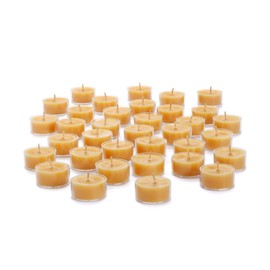 Big Dipper Wax Works Beeswax Tea Light Candles 48-Pack – Pure Beeswax, Unscented, Long Burning, Clean Air, Non-Toxic, Handmade in USA, Natural Candle Set for Home & Events
